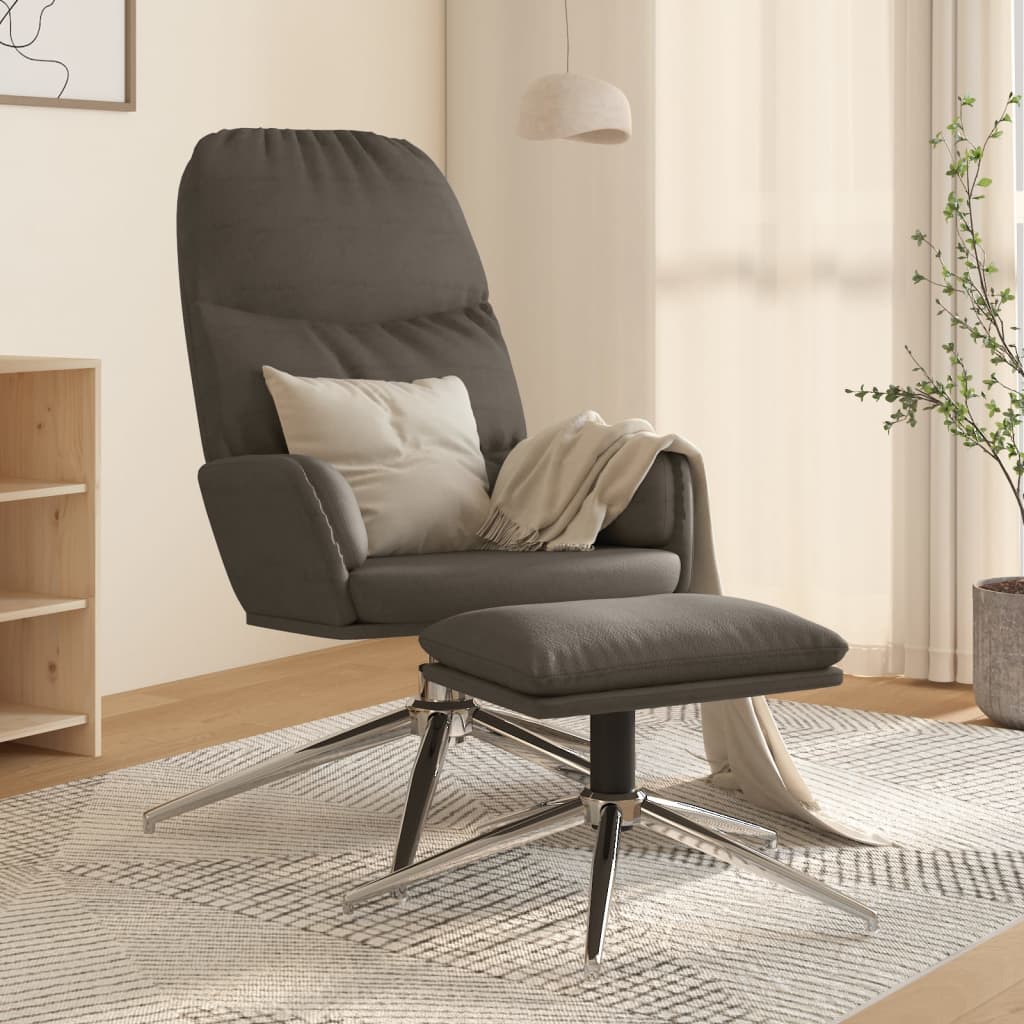 Relaxsessel mit Hocker Dunkelgrau Wildleder-Optik