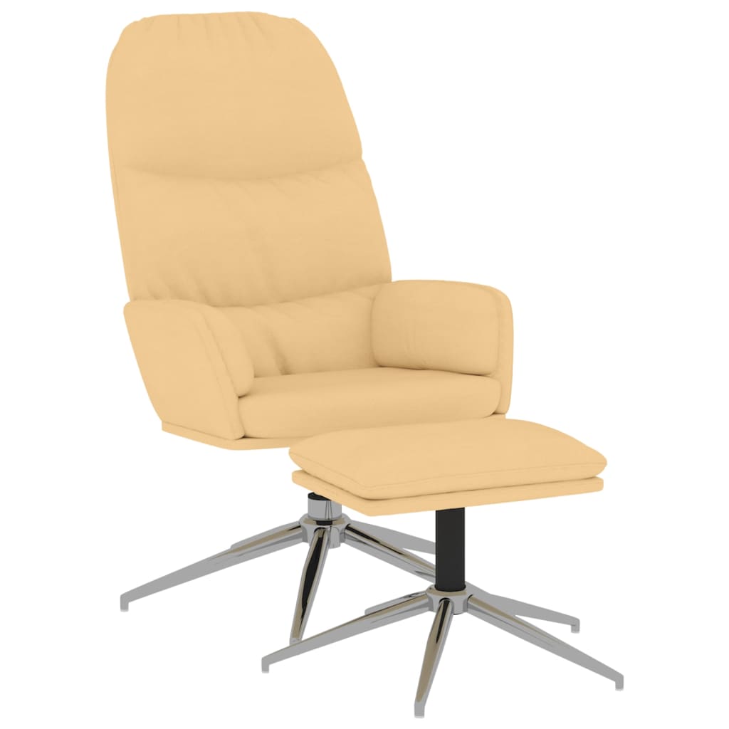 Relaxsessel mit Hocker Cremeweiß Wildleder-Optik