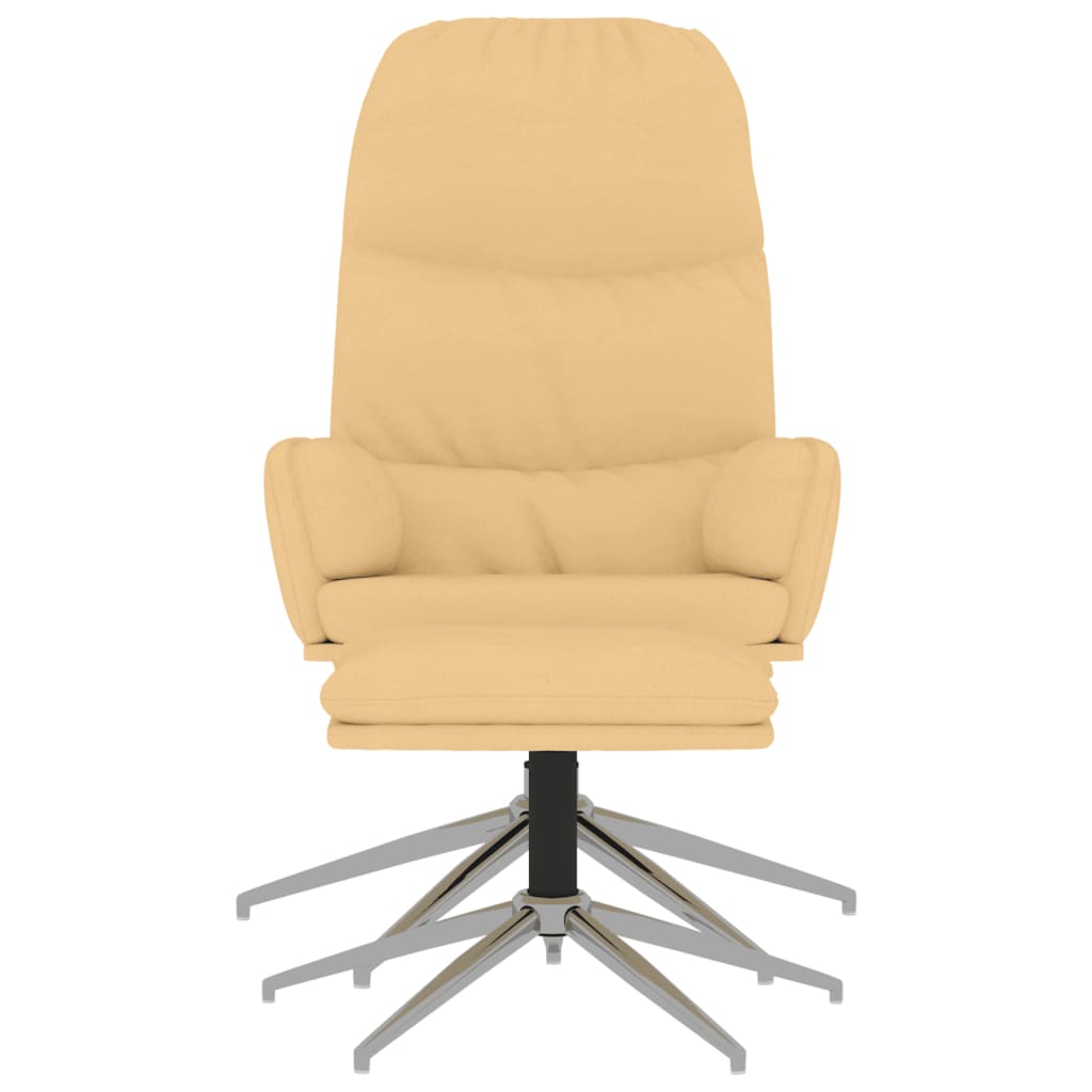 Relaxsessel mit Hocker Cremeweiß Wildleder-Optik