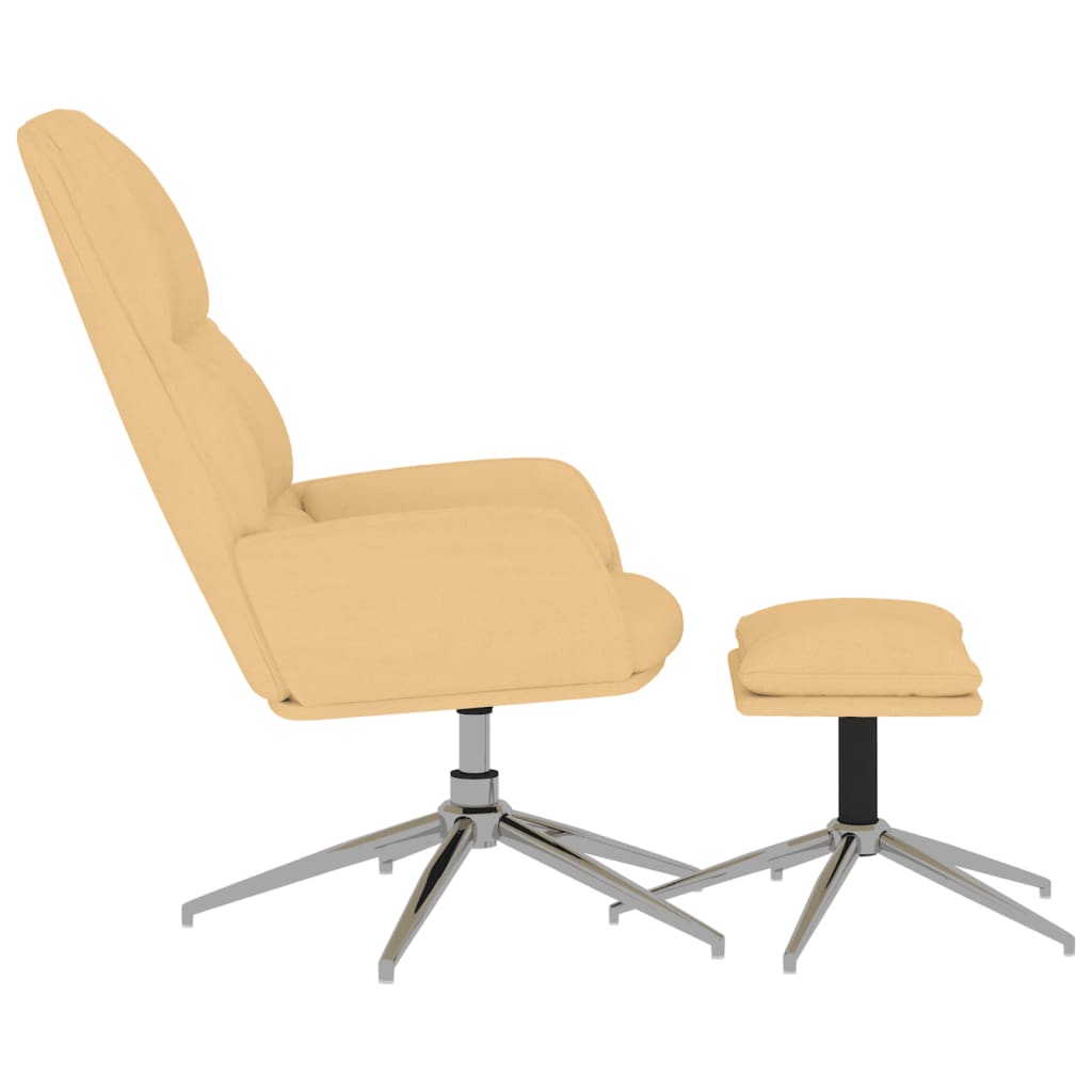 Relaxsessel mit Hocker Cremeweiß Wildleder-Optik