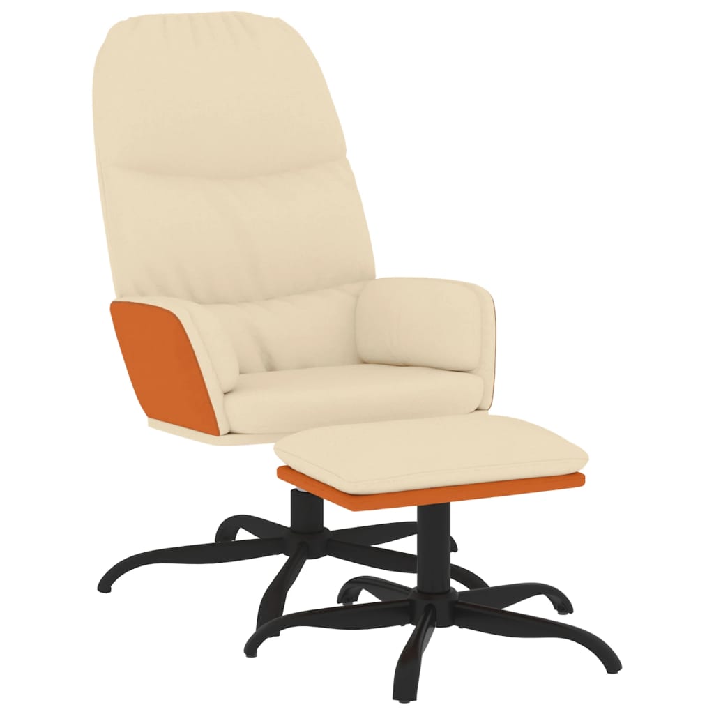 Relaxsessel mit Hocker Creme Stoff