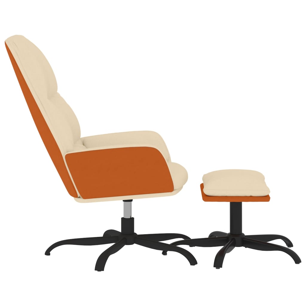 Relaxsessel mit Hocker Creme Stoff