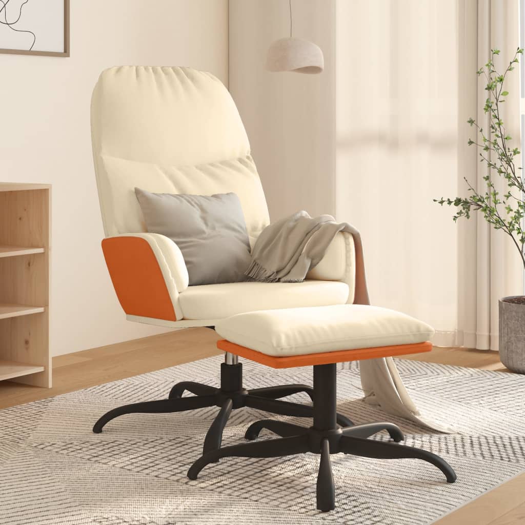 Relaxsessel mit Hocker Creme Stoff