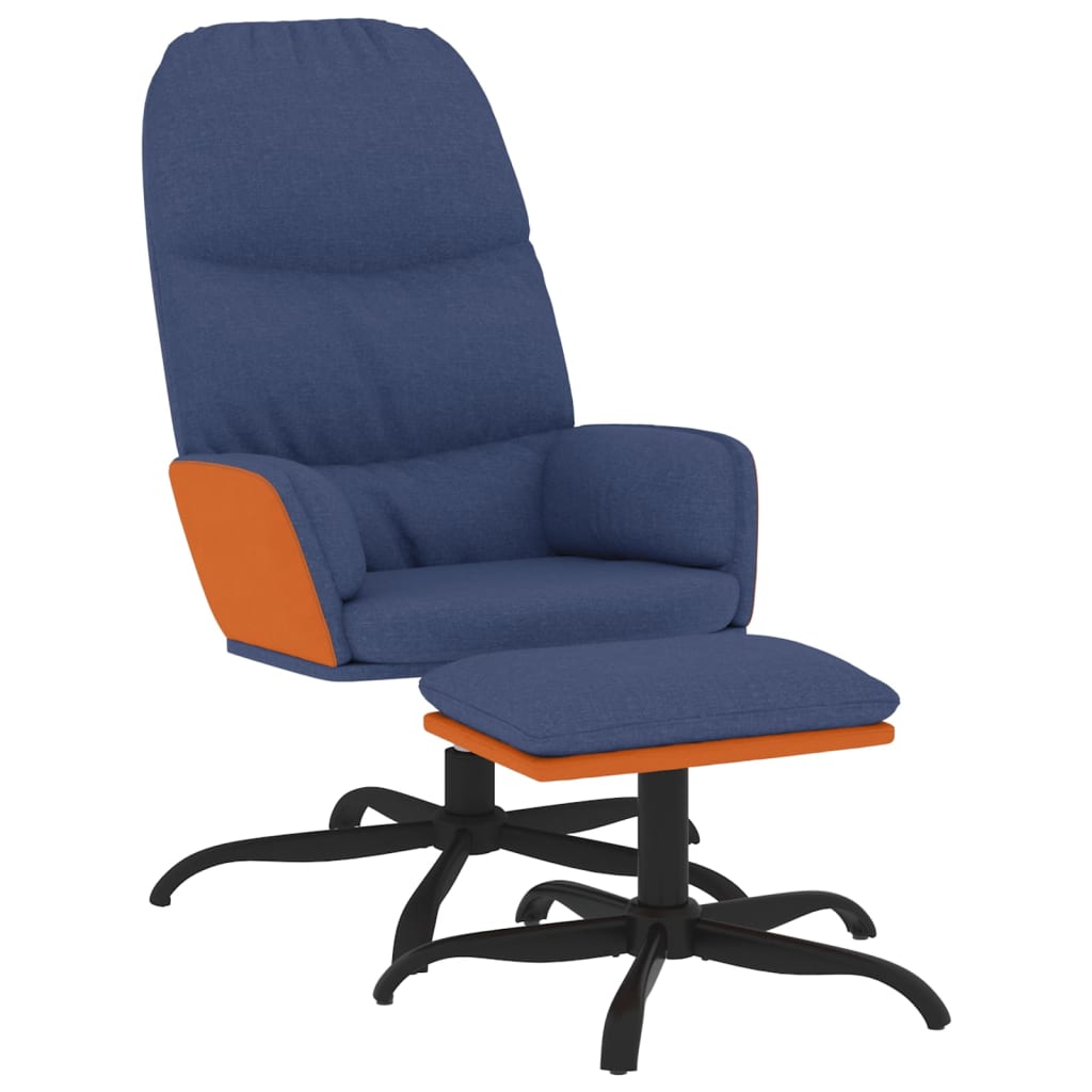 Relaxsessel mit Hocker Blau Stoff