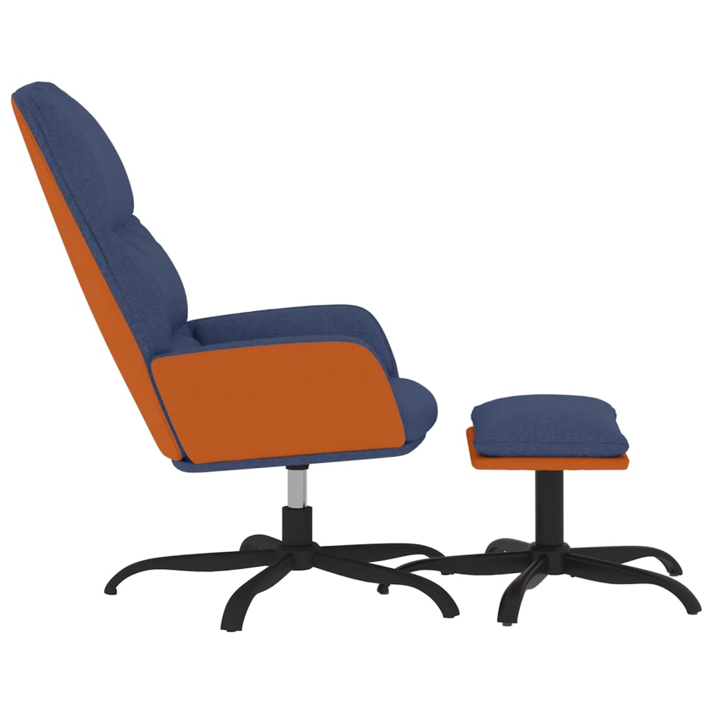 Relaxsessel mit Hocker Blau Stoff