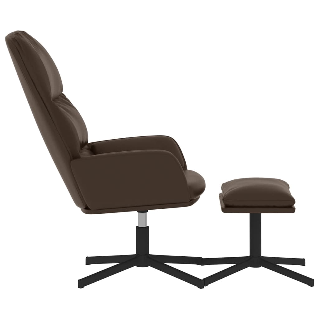 Relaxsessel mit Hocker Braun Kunstleder