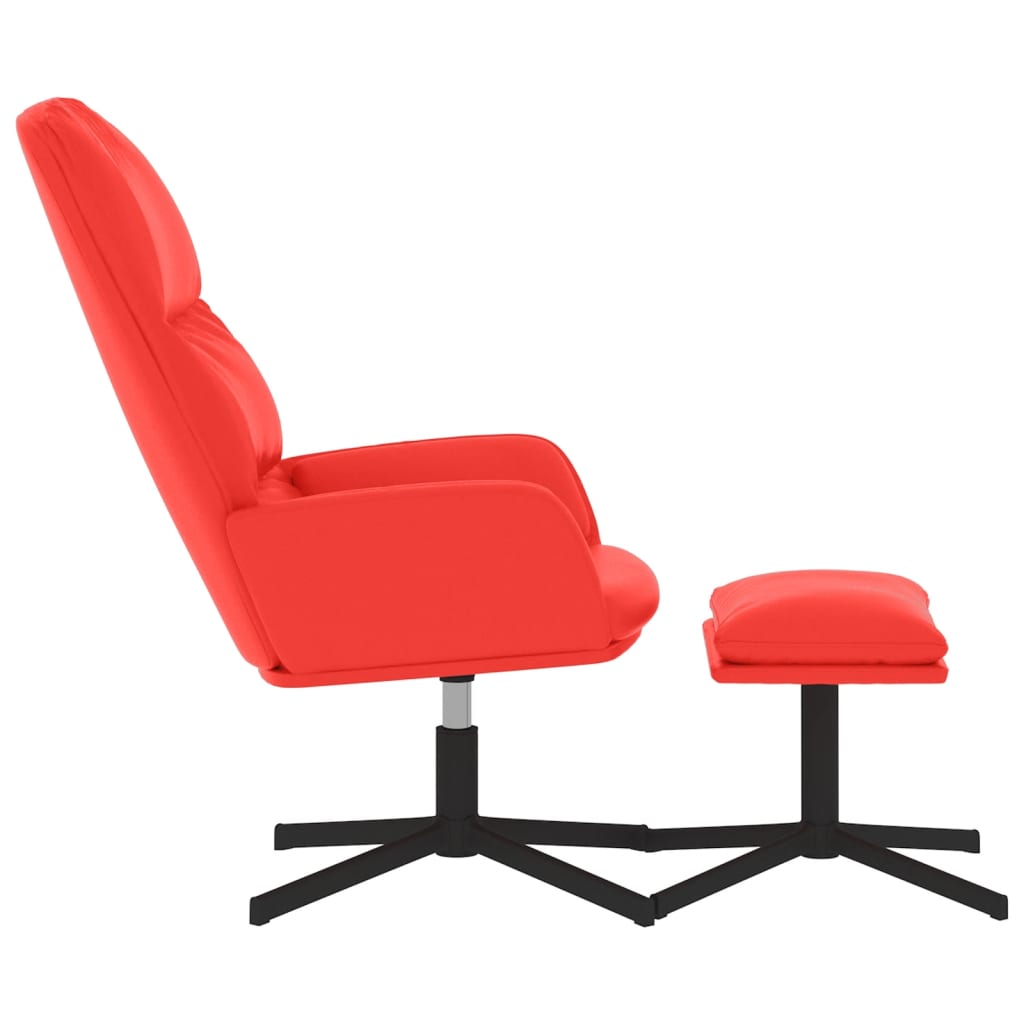 Relaxsessel mit Hocker Rot Kunstleder