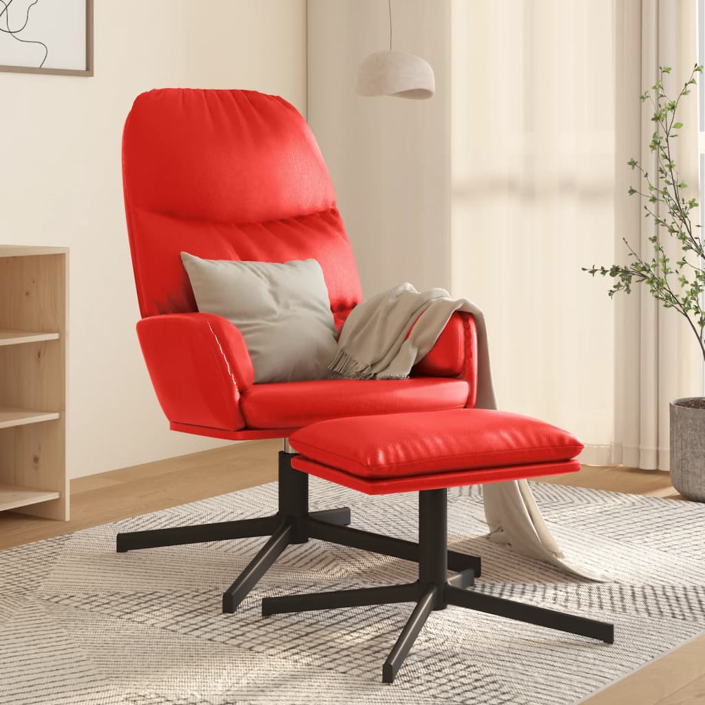 Relaxsessel mit Hocker Rot Kunstleder