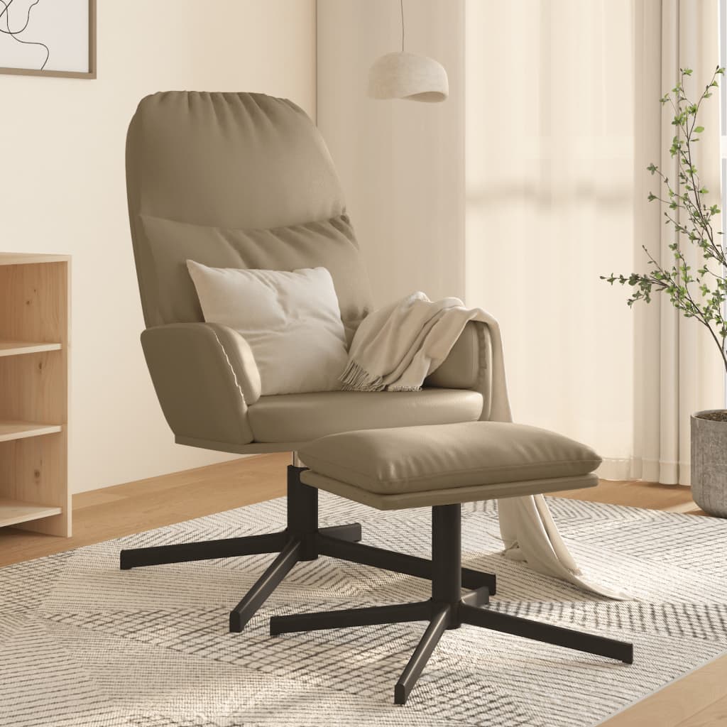 Relaxsessel mit Hocker Cappuccino-Braun Kunstleder