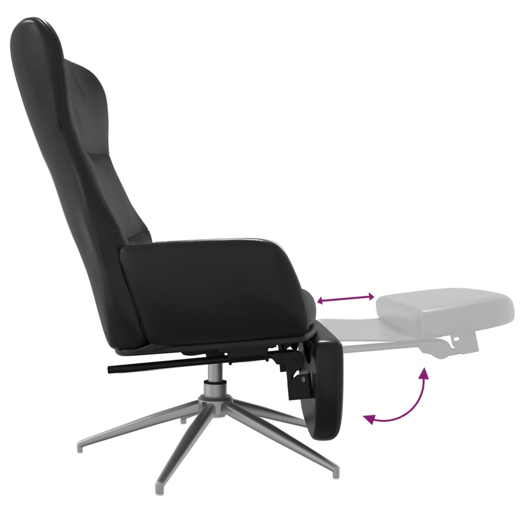 Relaxsessel mit Fußstütze Glänzend Schwarz Kunstleder