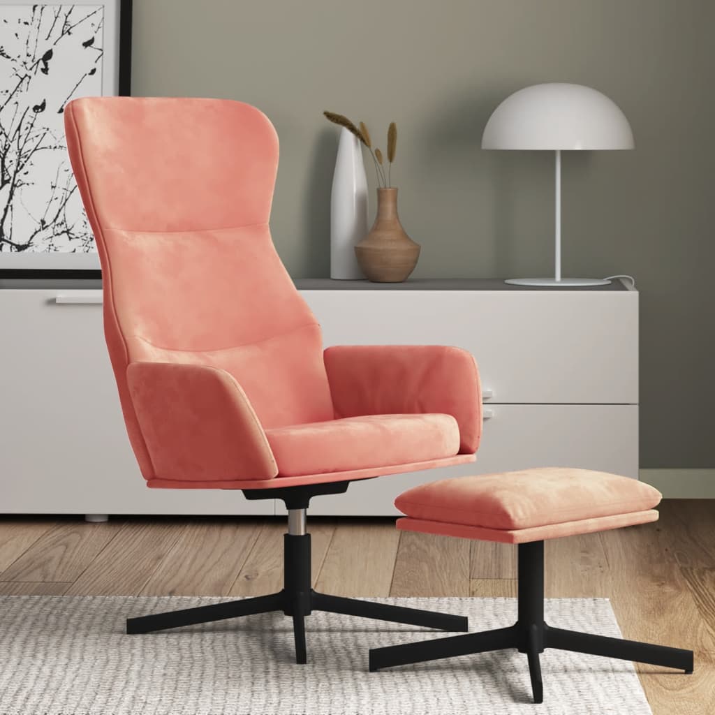 Relaxsessel mit Hocker Rosa Samt