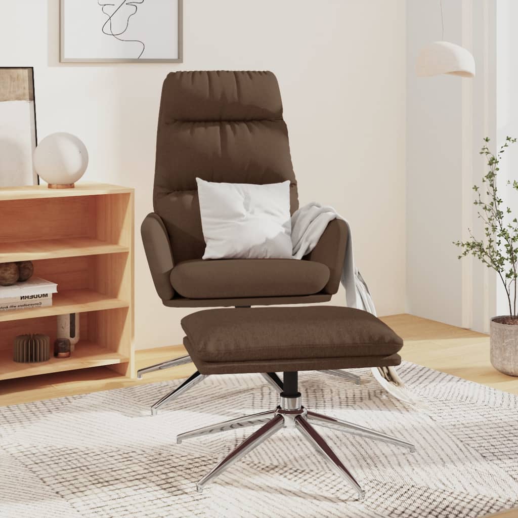 Relaxsessel mit Hocker Braun Stoff