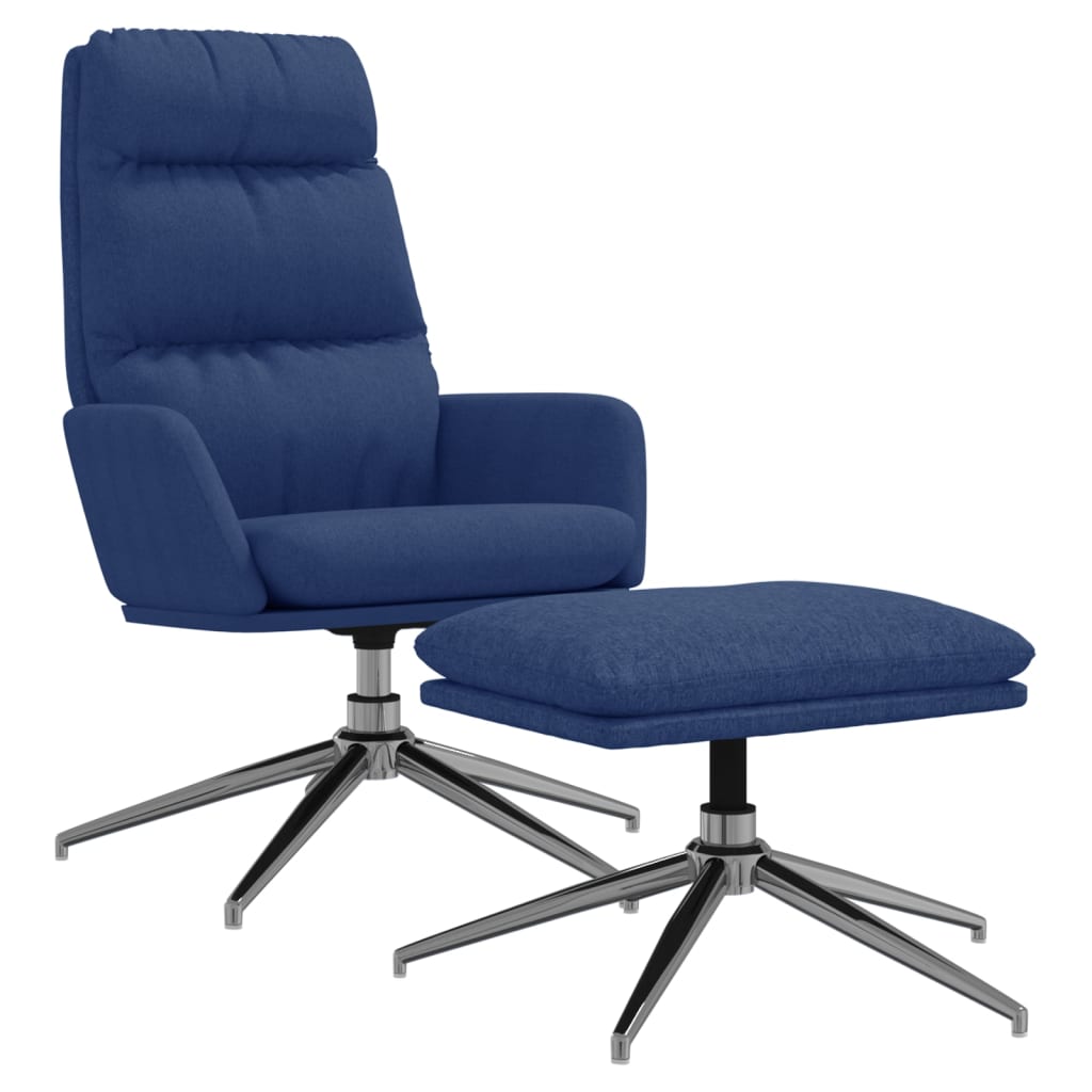 Relaxsessel mit Hocker Blau Stoff