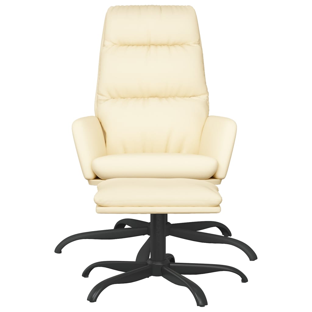 Relaxsessel mit Hocker Creme Kunstleder