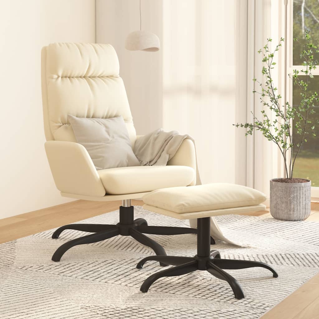 Relaxsessel mit Hocker Creme Kunstleder