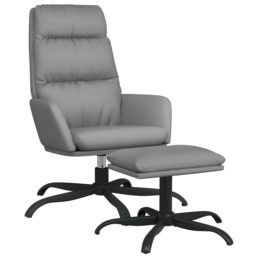 Relaxsessel mit Hocker Grau Kunstleder