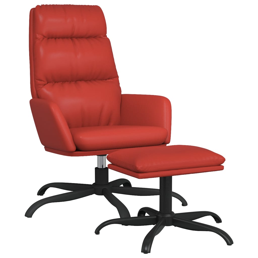 Relaxsessel mit Hocker Weinrot Kunstleder