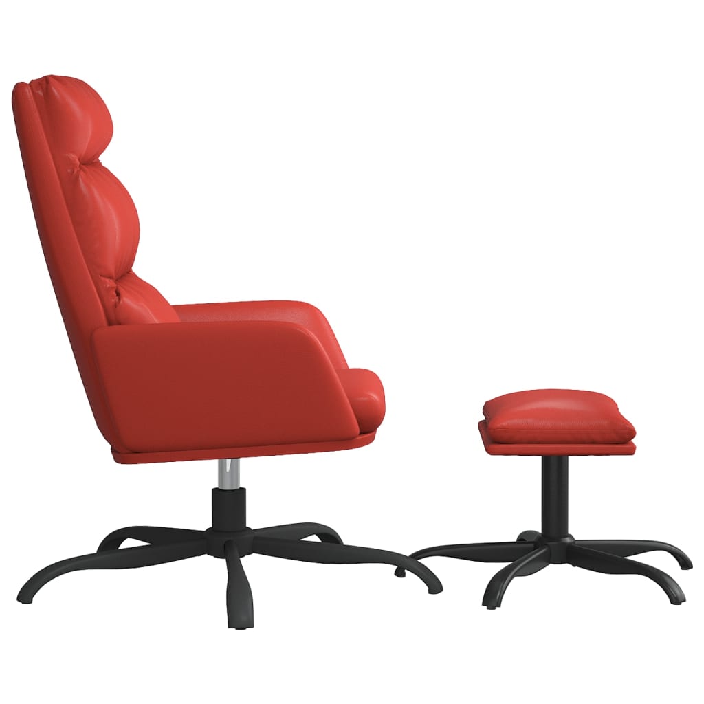 Relaxsessel mit Hocker Weinrot Kunstleder