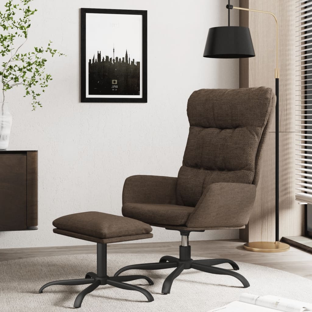 Relaxsessel mit Hocker Braun Stoff