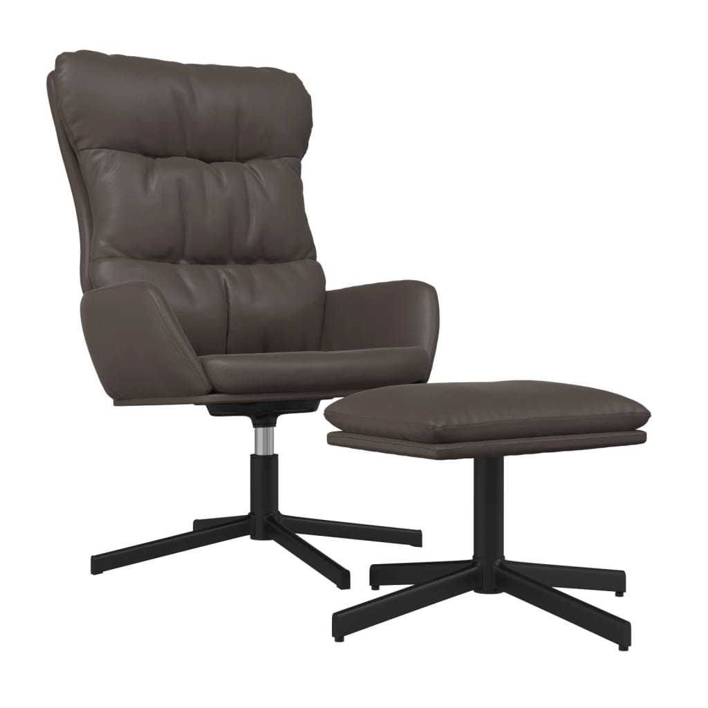 Relaxsessel mit Fußhocker Braun Kunstleder