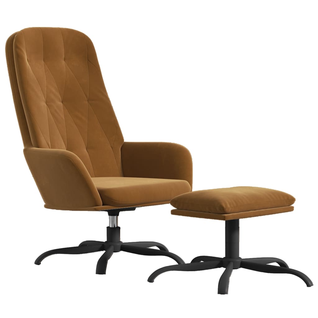 Relaxsessel mit Hocker Braun Samt