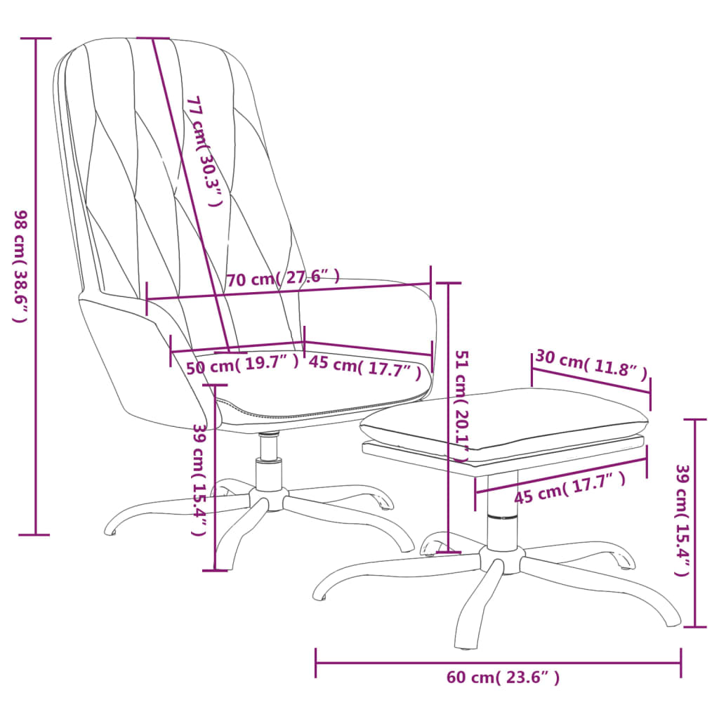 Relaxsessel mit Hocker Braun Samt