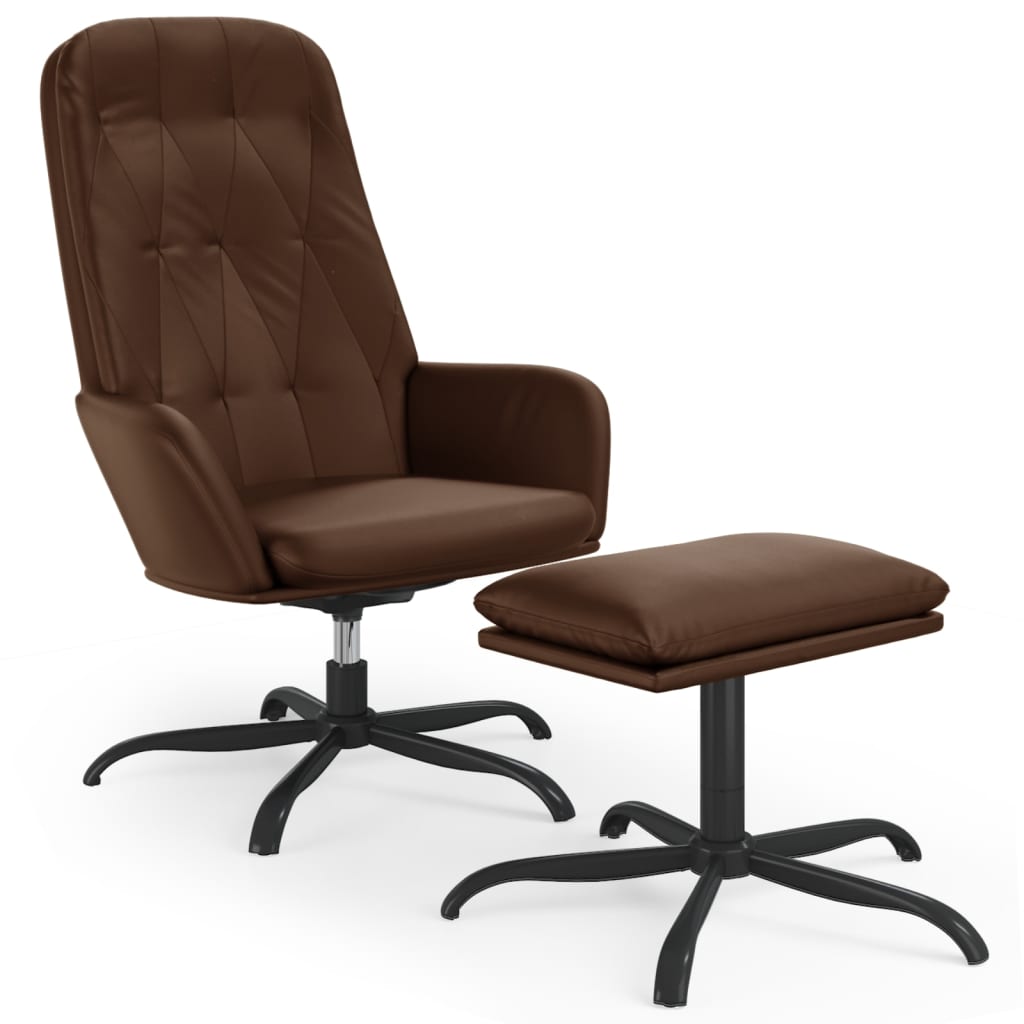 Relaxsessel mit Hocker Glänzend Braun Kunstleder