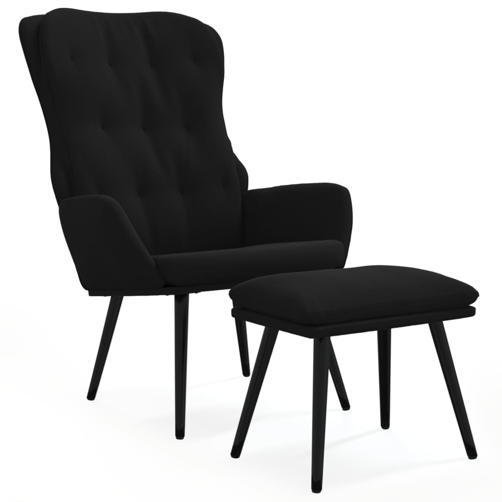Relaxsessel mit Hocker Schwarz Samt