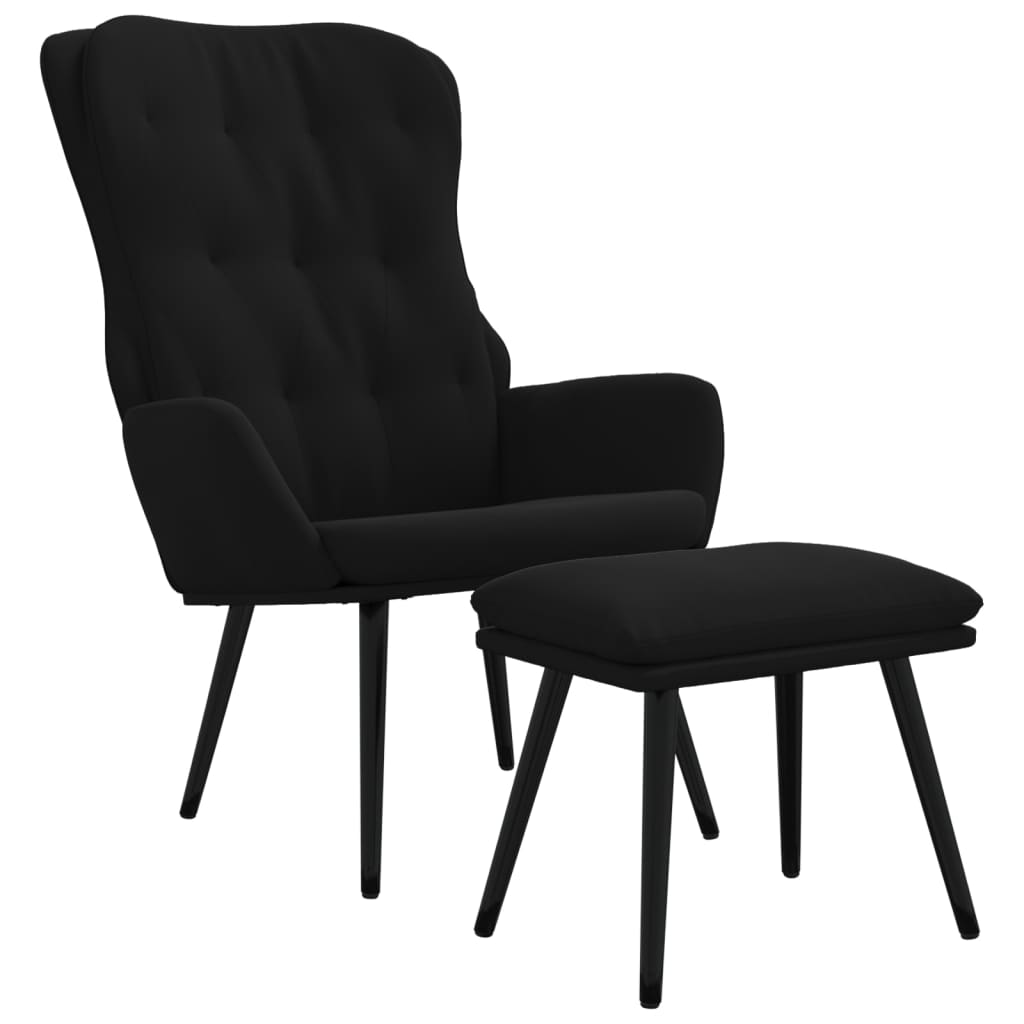 Relaxsessel mit Hocker Schwarz Samt