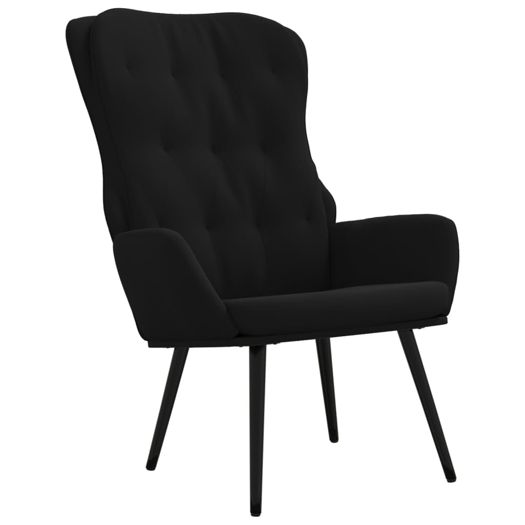 Relaxsessel mit Hocker Schwarz Samt