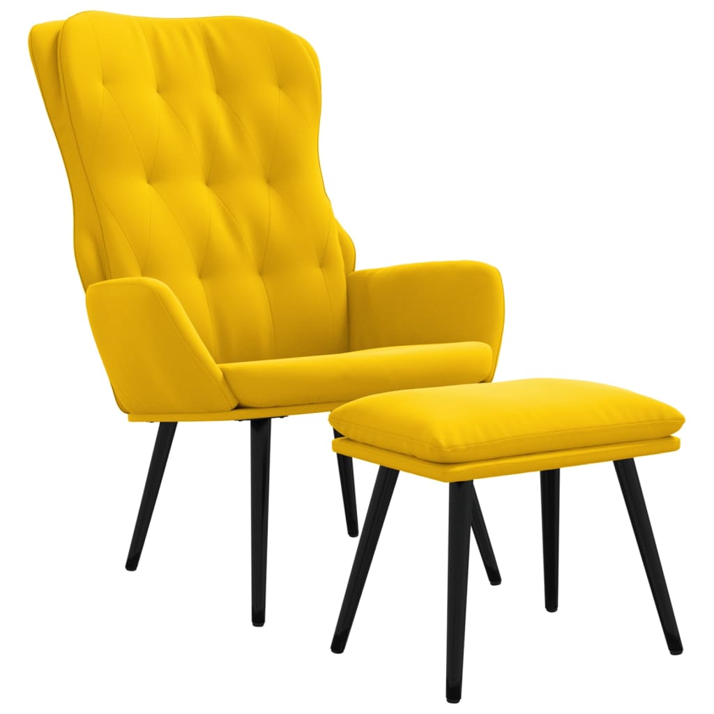 Relaxsessel mit Hocker Senfgelb Samt