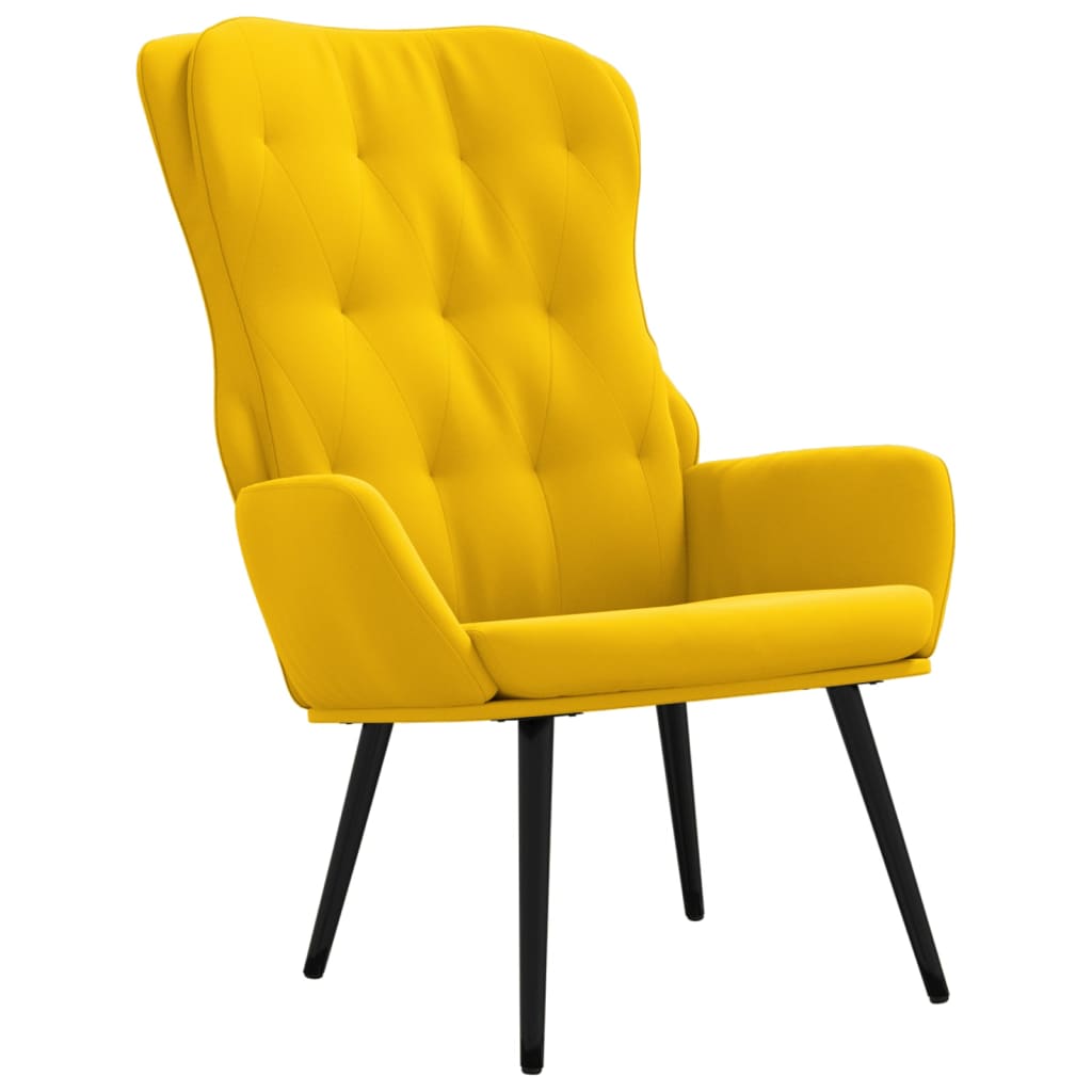 Relaxsessel mit Hocker Senfgelb Samt