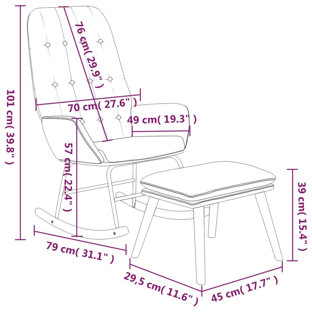 Schaukelsessel mit Hocker Senfgelb Stoff