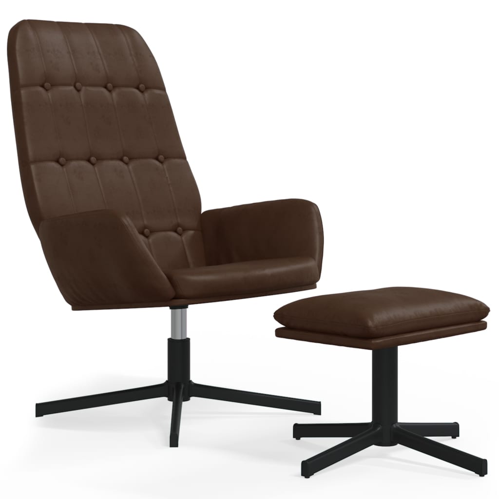 Relaxsessel mit Hocker Glänzend Braun Kunstleder