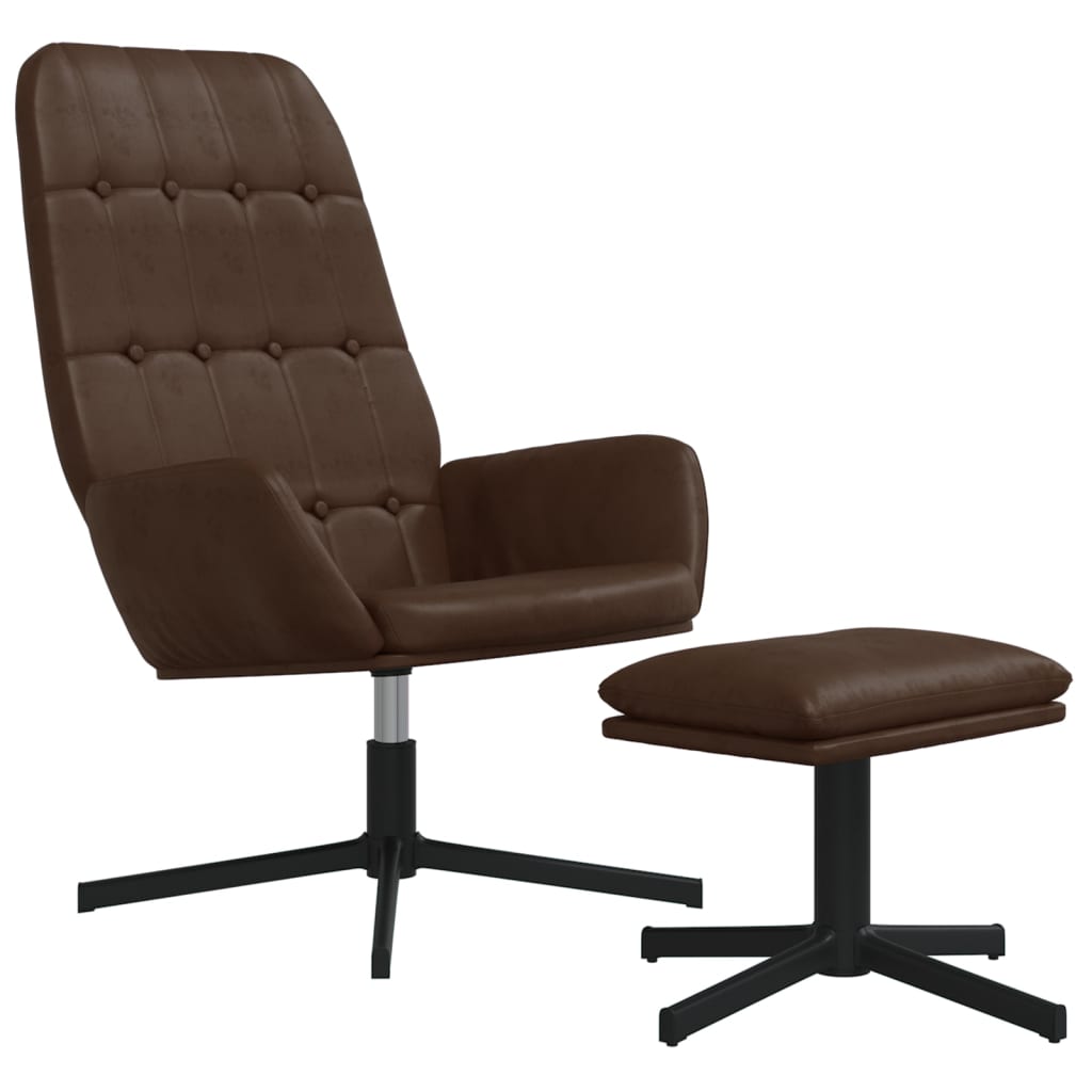Relaxsessel mit Hocker Glänzend Braun Kunstleder
