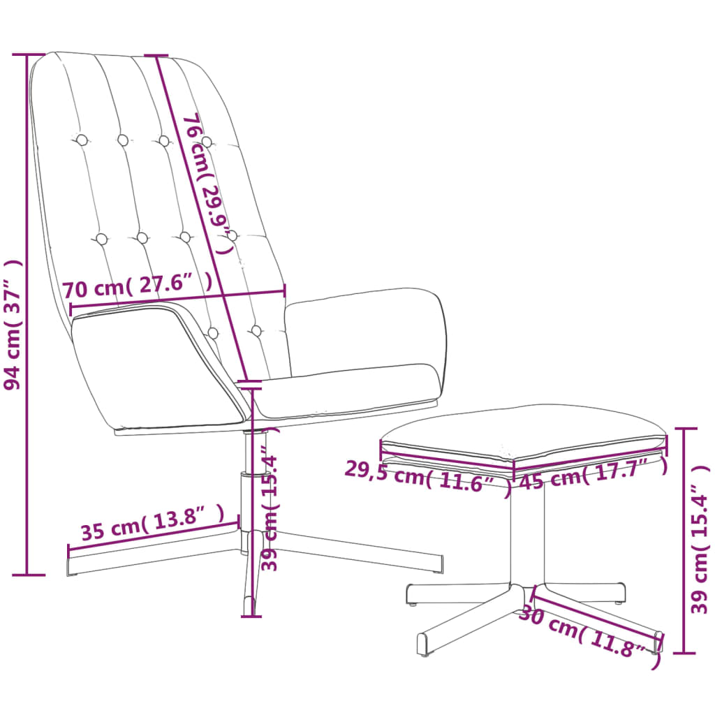 Relaxsessel mit Hocker Glänzend Braun Kunstleder