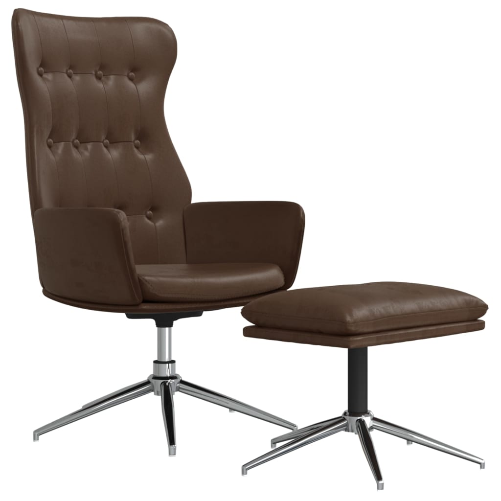 Relaxsessel mit Hocker Glänzend Braun Kunstleder