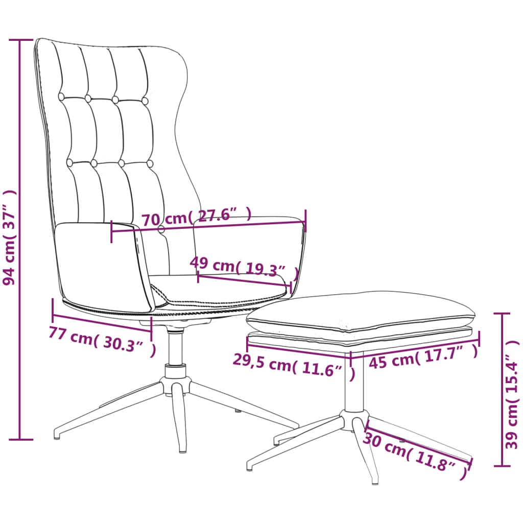 Relaxsessel mit Hocker Glänzend Braun Kunstleder