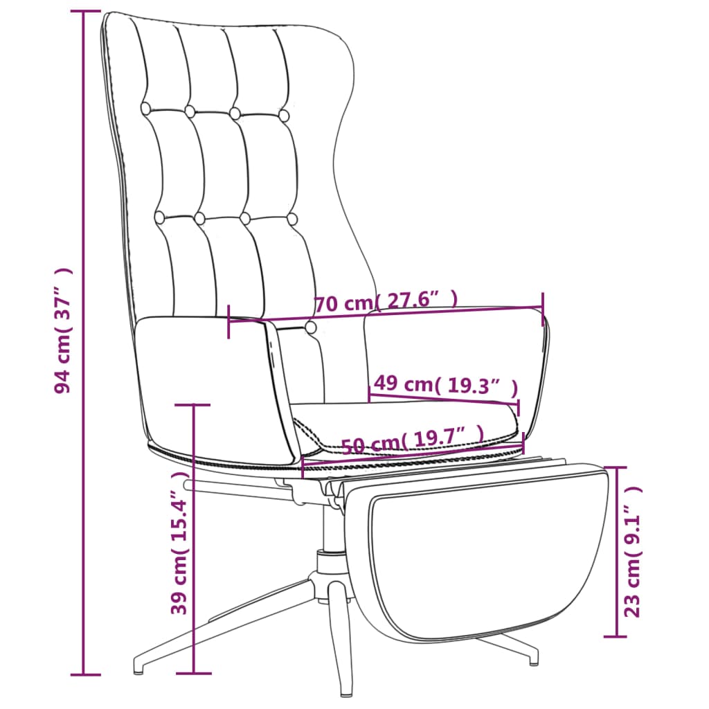Relaxsessel mit Fußstütze Glänzend Schwarz Kunstleder
