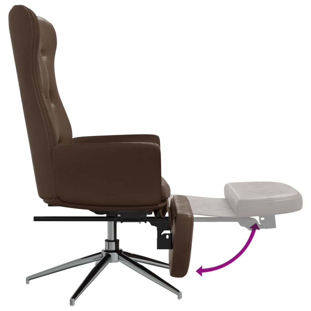 Relaxsessel mit Fußstütze Glänzend Braun Kunstleder