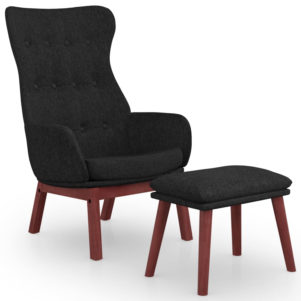 Relaxsessel mit Hocker Schwarz Stoff