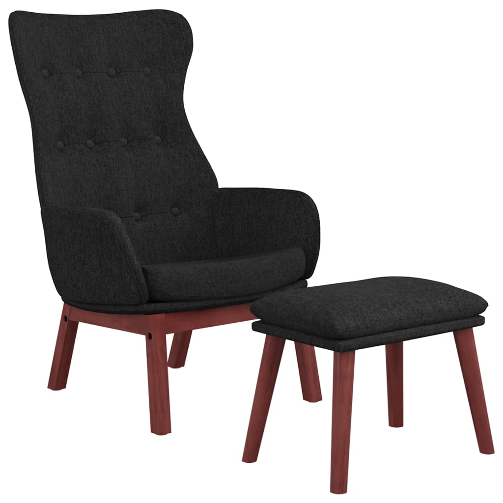 Relaxsessel mit Hocker Schwarz Stoff