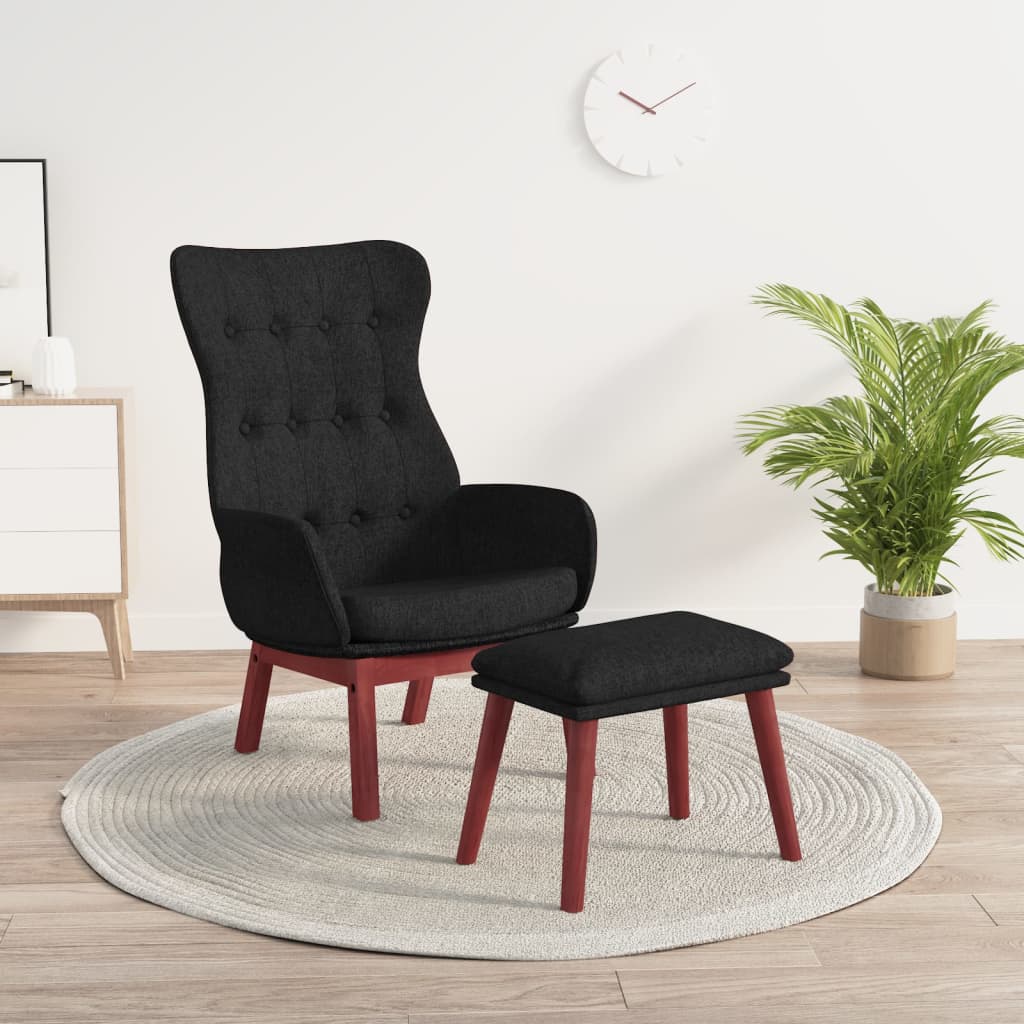 Relaxsessel mit Hocker Schwarz Stoff