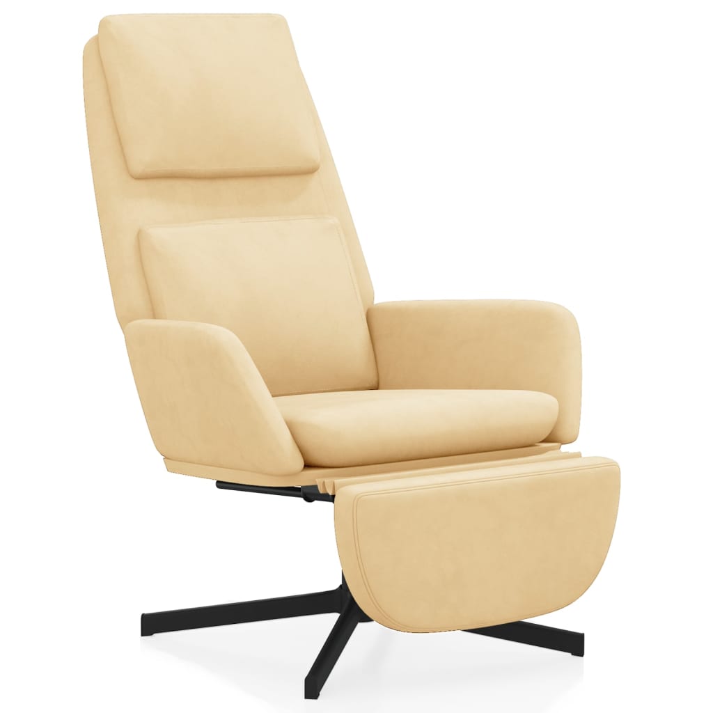 Relaxsessel mit Fußstütze Cremeweiß Samt