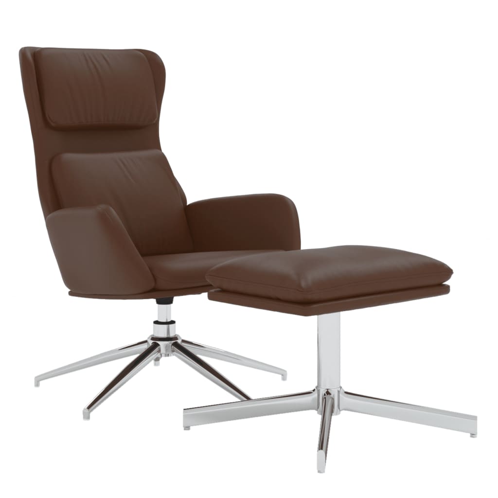 Relaxsessel mit Hocker Glänzend Braun Kunstleder