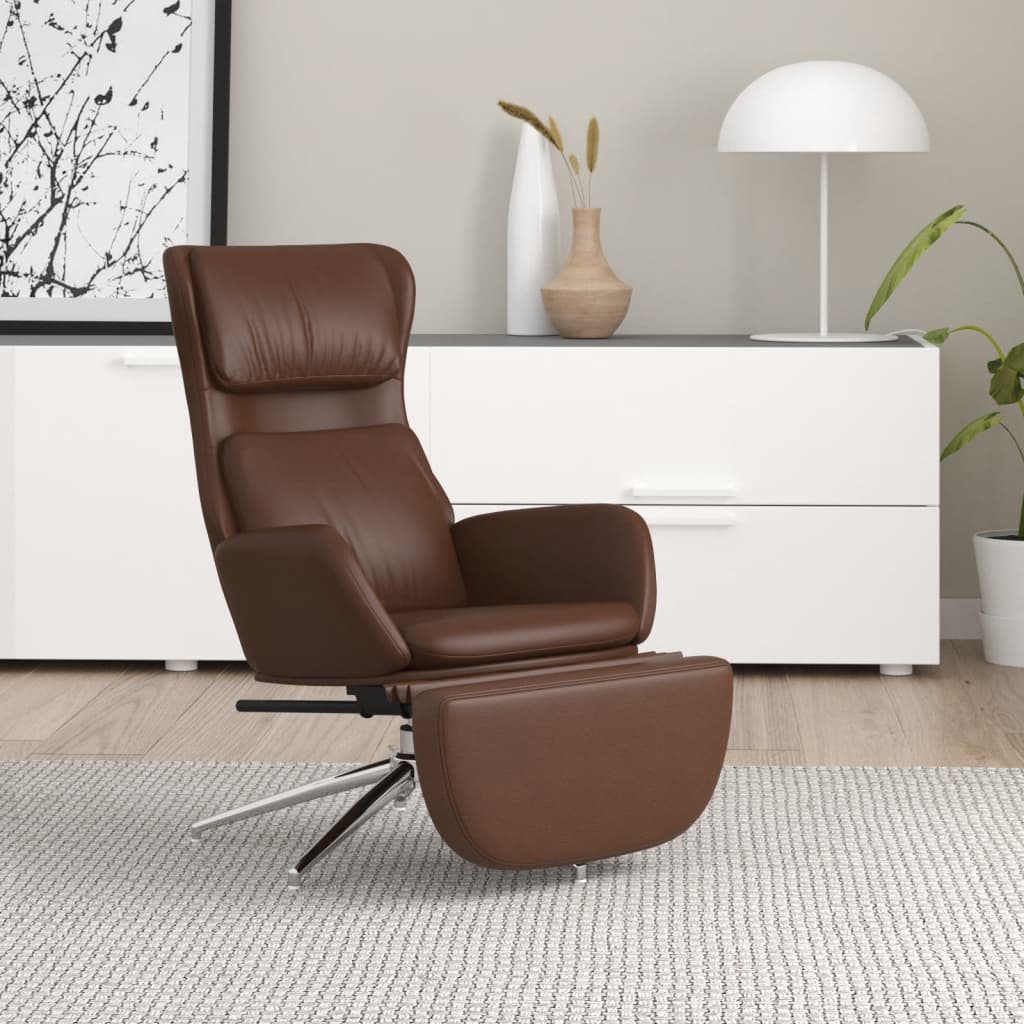 Relaxsessel mit Fußstütze Glänzend Braun Kunstleder