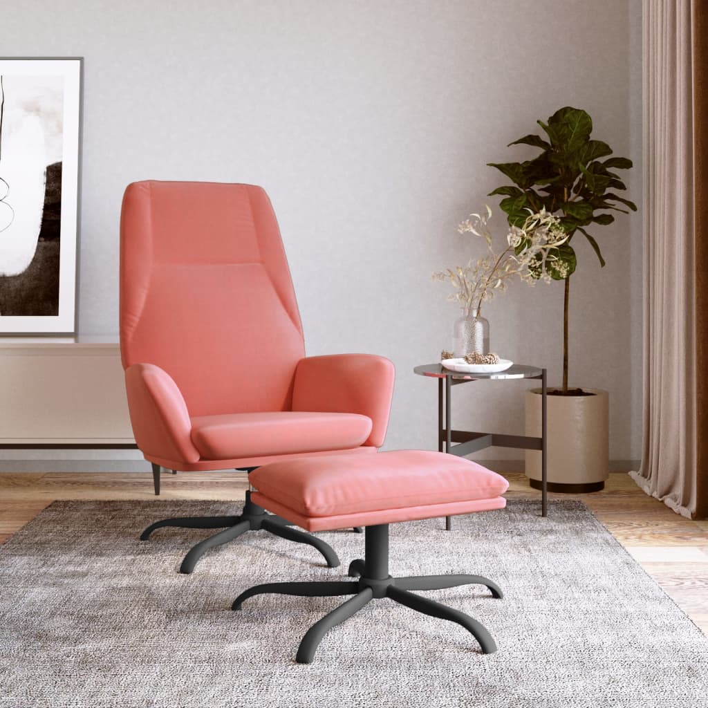 Relaxsessel mit Hocker Rosa Samt