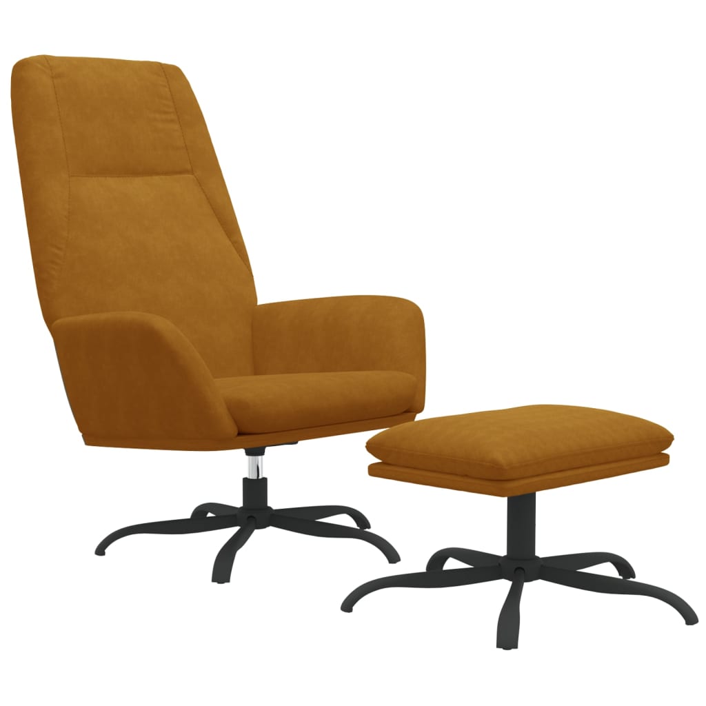 Relaxsessel mit Hocker Braun Samt