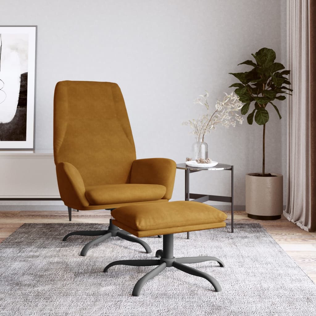 Relaxsessel mit Hocker Braun Samt