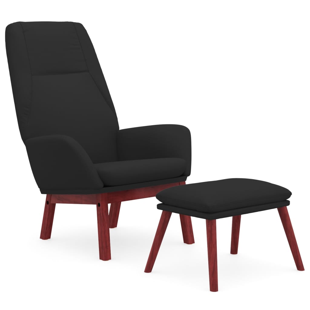 Relaxsessel mit Hocker Schwarz Stoff